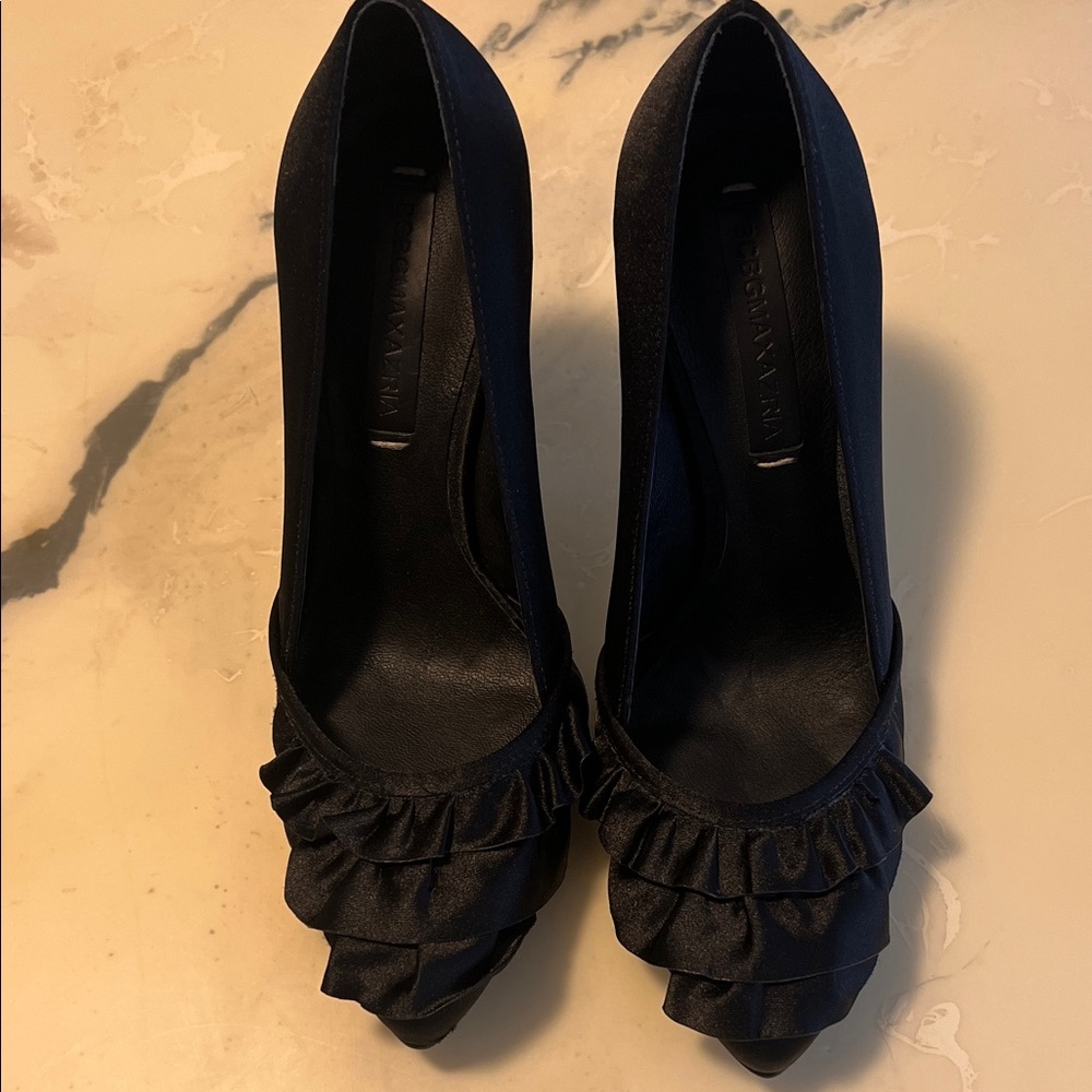 BCBGMaxAzria Black Ruffled Heels